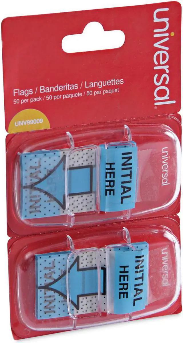 Alt view image 2 of 8 - Universal Deluxe Message Arrow Flags "Intital Here" Blue 100/Pack 99009