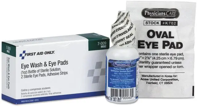 Alt view image 2 of 7 - First Aid Only 7009 Eyewash Set with Eyepads & Adhesive Strips