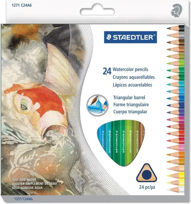 Alt view image 5 of 7 - Staedtler 1271C24A6 Triangular Watercolor Pencil Set, H/#3, 2.9Mm, 24 Assorted Colors