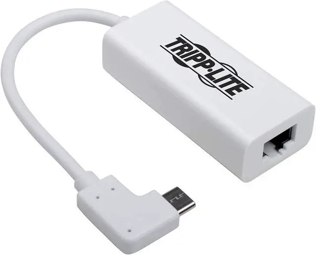 Alt view image 6 of 13 - Tripp Lite USB C to Gigabit Adapter Converter USB 3.1 Right-Angle White 6in