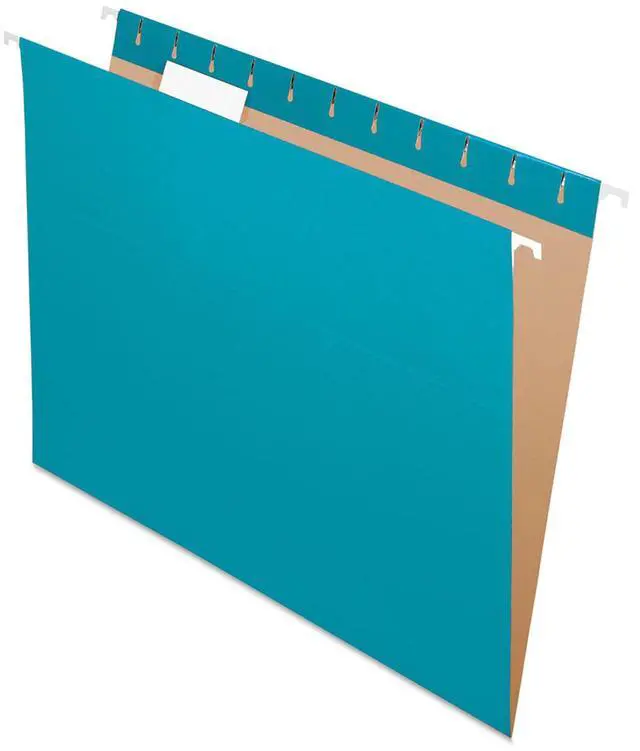 Alt view image 2 of 15 - Pendaflex Essentials Colored Hanging Folders 1/5 Tab Letter Teal 25/Box 81614