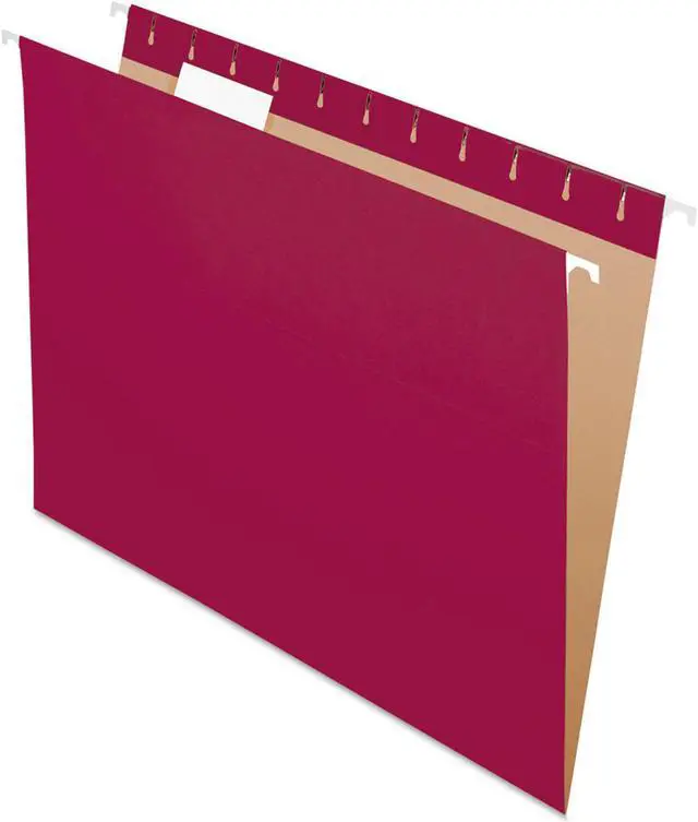 Alt view image 2 of 15 - Pendaflex Essentials Colored Hanging Folders 1/5 Tab Letter Burgundy 25/Box 81613