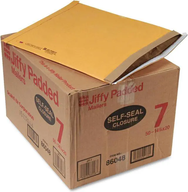 Alt view image 4 of 9 - Sealed Air Jiffy Padded Self Seal Mailer #7 14 1/4 x 20 Natural Kraft 50/Carton 64542