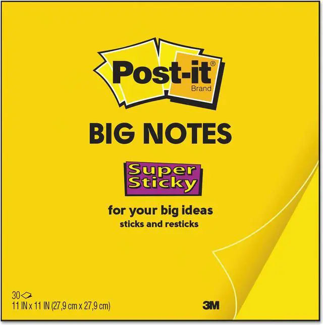 Alt view image 2 of 2 - Super Sticky Big Notes, Unruled, 11x11, Yellow, 30 sht