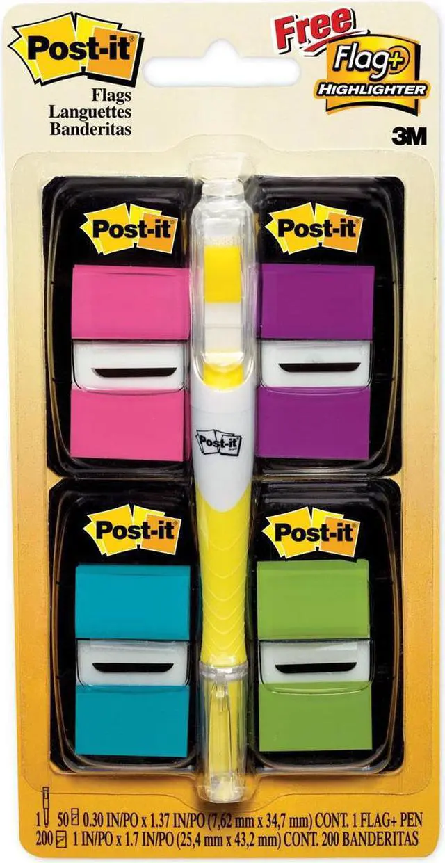Alt view image 13 of 20 - Post-it Page Flag Value Pack Assorted Colors 200 Flags & Highlighter w/50 Flags