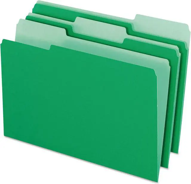 Alt view image 2 of 4 - Pendaflex Colored File Folders 1/3 Cut Top Tab Legal Green/Light Green 100/Box 15313BGR