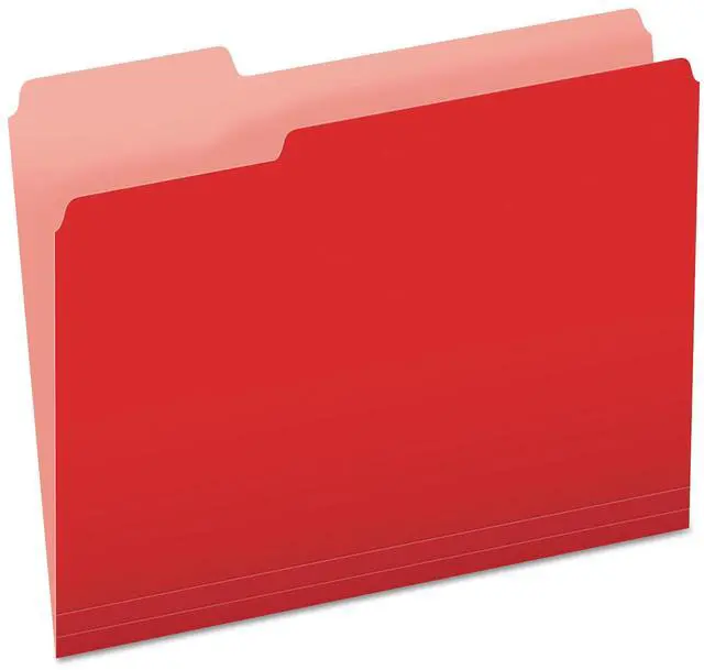 Alt view image 3 of 10 - Pendaflex Colored File Folders 1/3 Cut Top Tab Letter Red/Light Red 100/Box 15213RED