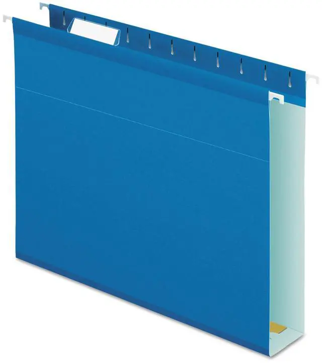 Alt view image 3 of 15 - Pendaflex Reinforced 2" Extra Capacity Hanging Folders 1/5 Tab Letter Blue 25/Box 4152X2BLU