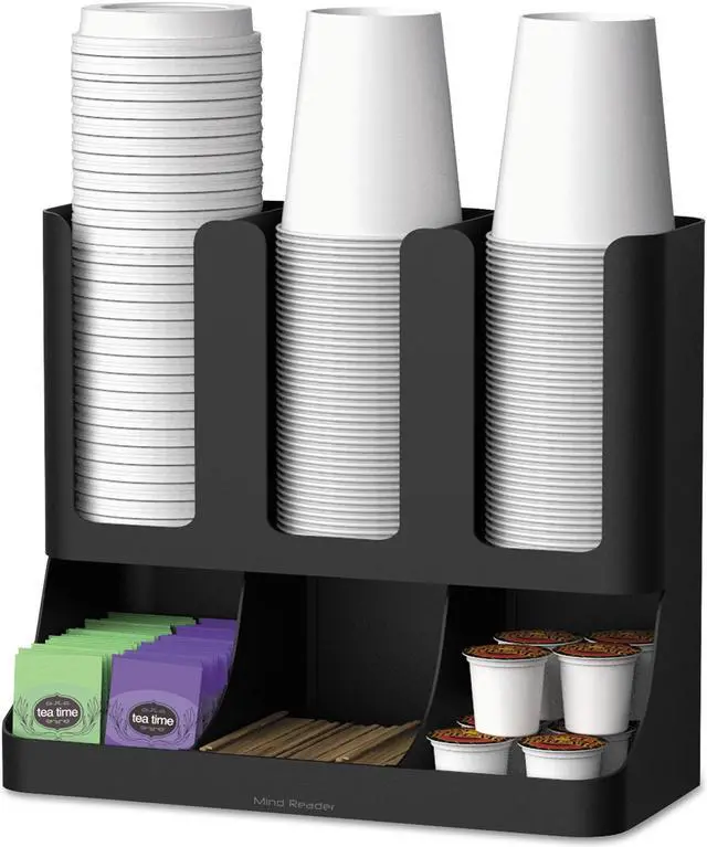 Main image of Mind Reader Flume 6 Compartment Upright Coffee Condiment and Cups Organizer