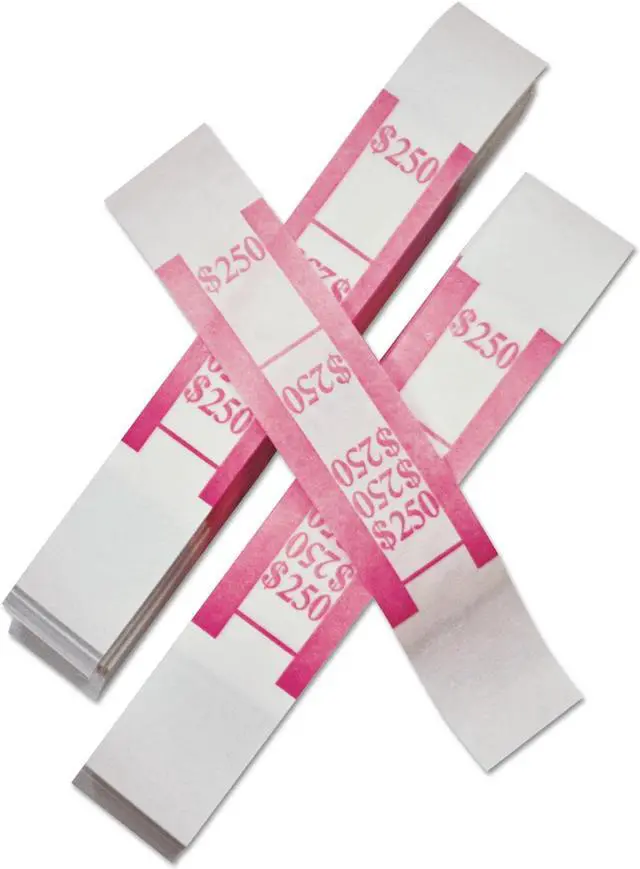 Alt view image 5 of 10 - PM Company 55029 Securit $250.00 Denomination White Kraft Currency Bands with Quick Stick Adhesive, Cerise, 1000 Band