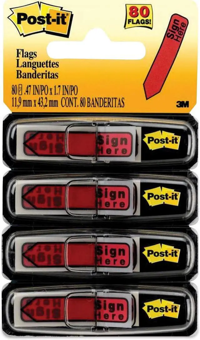 Alt view image 10 of 13 - Post-it Arrow Message 1/2" Page Flags in Dispenser "Sign Here" Red 80/Pack