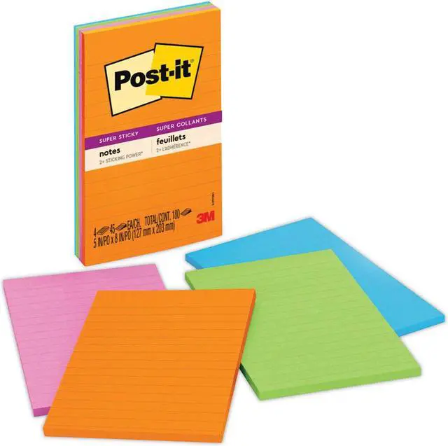 Alt view image 5 of 12 - Post-it Pads in Rio de Janeiro Colors Lined 5 x 8 45-Sheet 4/Pack 5845SSUC