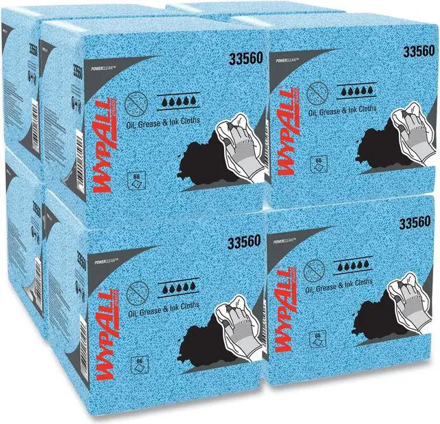 Alt view image 16 of 20 - Kimberly-Clark - 33560 - KIMTEX Wipers, 1/4-Fold, 12 1/2 x 13, Blue, 66/Box, 8 Boxes/Carton