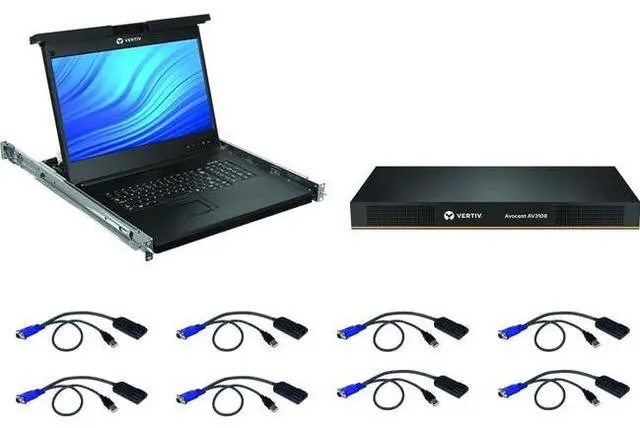 Alt view image 4 of 4 - Vertiv Avocent LRA Rack Console 18.5" LCD Widescreen8-Port Keyboard with Touchpad LRA185KMM8DG01