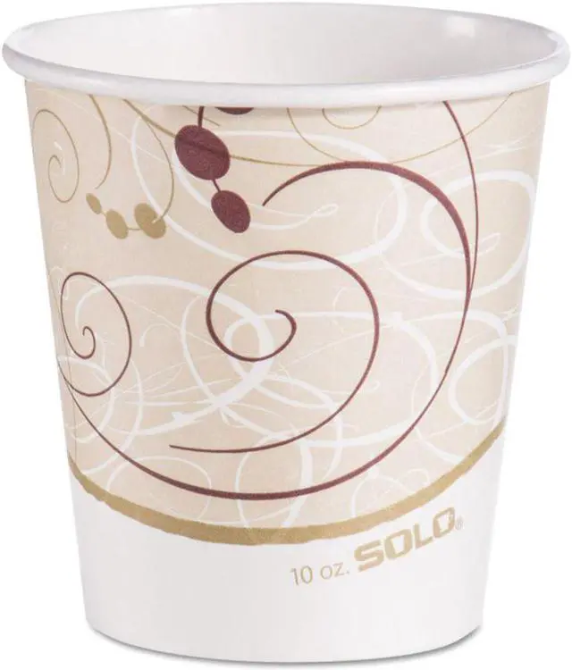 Alt view image 5 of 5 - SOLO Cup Company 510SM Paper Hot Cups In Symphony Design, 10 Oz, Beige/White/Red, 1000/Carton