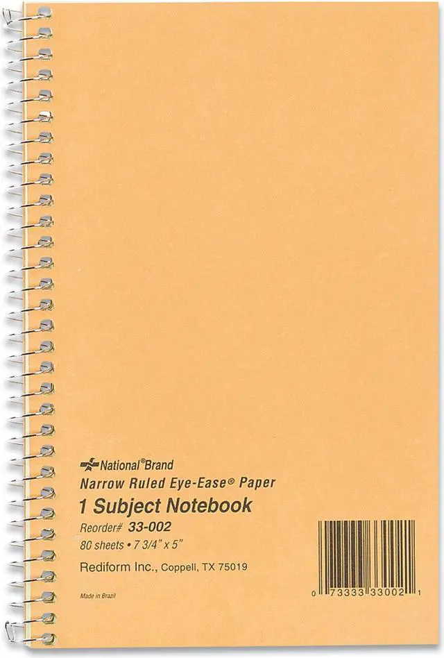 Alt view image 6 of 8 - National Subject Wirebound Notebook Narrow Rule 5 x 7 3/4 Green 80 Sheets 33002