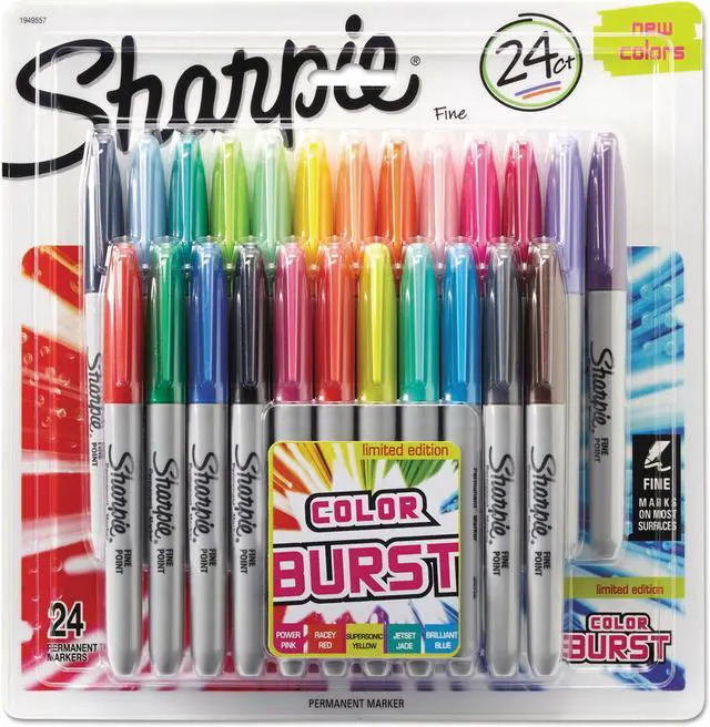 Alt view image 3 of 9 - Color Burst Permanent Markers Fine 24/Pkg-Assorted