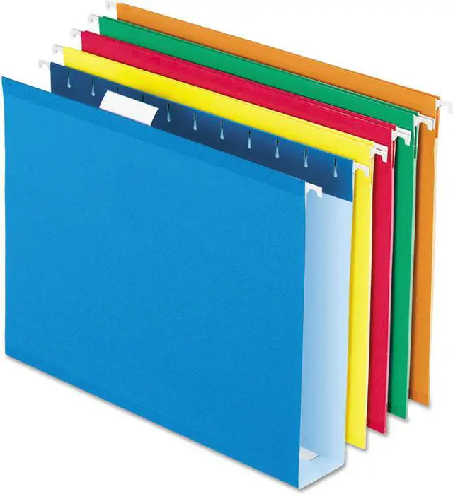 Alt view image 3 of 16 - Pendaflex 4152X2ASST 2" Capacity Reinforced Hanging File Folders- Kraft- Letter- Assorted- 25/Box