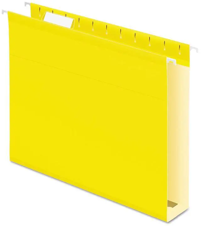Alt view image 2 of 14 - Pendaflex Reinforced 2" Extra Capacity Hanging Folders 1/5 Tab Letter Yellow 25/Box 4152X2YEL