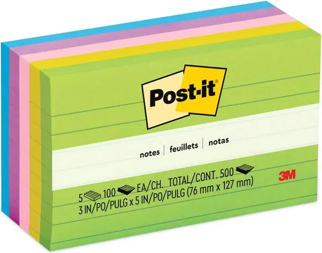 Alt view image 6 of 17 - Post-it Original Pads in Jaipur Colors 3 x 5 Lined 100-Sheet 5/Pack 6355AU
