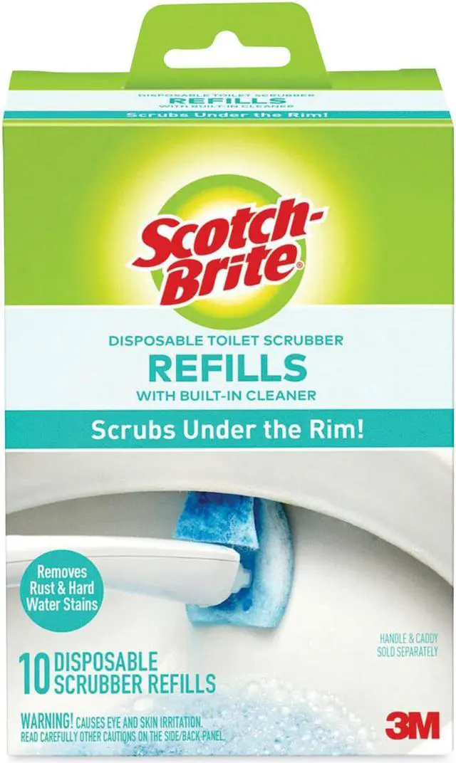 Alt view image 3 of 3 - Scotch-Brite Disposable Toilet Scrubber Refill, Blue/White, 6pk