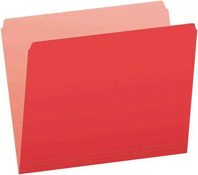 Alt view image 2 of 10 - Pendaflex Colored File Folders Straight Cut Top Tab Letter Red/Light Red 100/Box 152RED