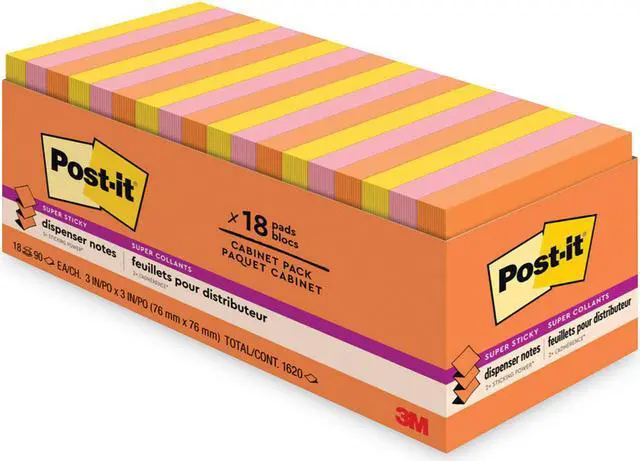 Alt view image 4 of 10 - Post-it Pop-up Super Sticky Notes, 3" x 3" Refill, Rio de Janeiro Colors, 90 Sheets/Pad, 8 pk.