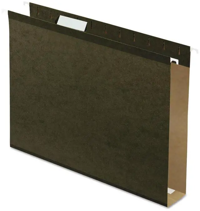 Alt view image 2 of 15 - Pendaflex Reinforced 2" Extra Capacity Hanging Folders 1/5 Tab Letter Green 25/Box 4152X2