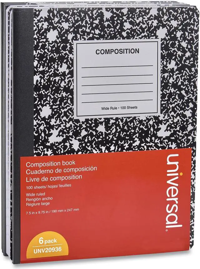 Alt view image 3 of 11 - Innovera 20936 Composition Book, Wide Rule, 9 3/4 X 7 1/2, White, 100 Sheets, 6/Pack