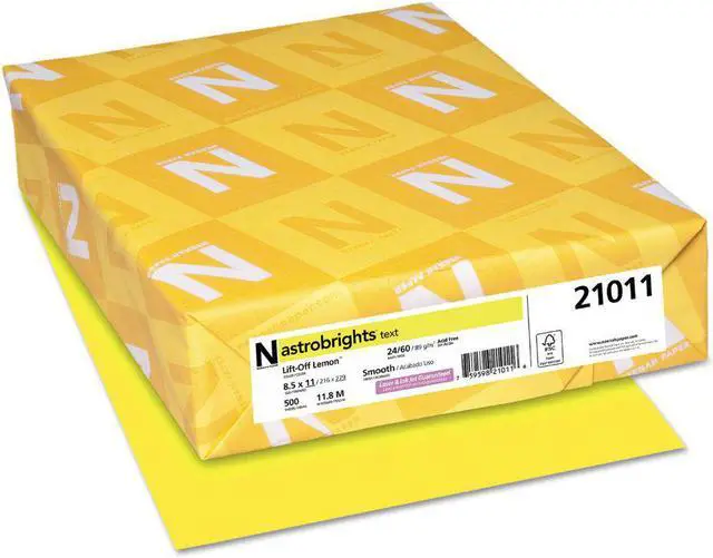Alt view image 4 of 12 - Neenah Paper Astrobrights Colored Paper 24lb 8-1/2 x 11 Lift-Off Lemon 500 Sheets/Ream 21011