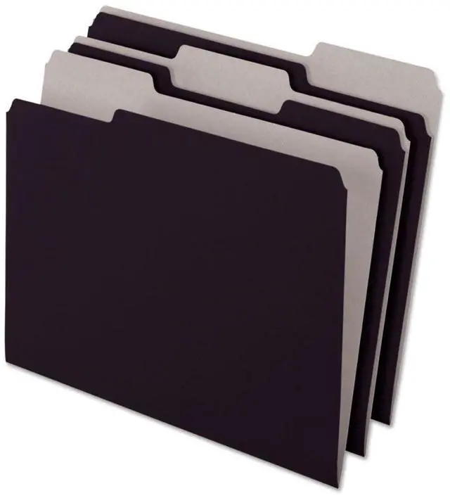 Alt view image 2 of 8 - Pendaflex Interior File Folders 1/3 Cut Top Tab Letter Black 100/Box 421013BLA