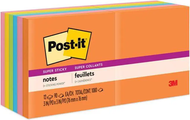 Alt view image 14 of 20 - Post-it Pads in Rio de Janeiro Colors 3 x 3 90-Sheet 12/Pack 65412SSUC