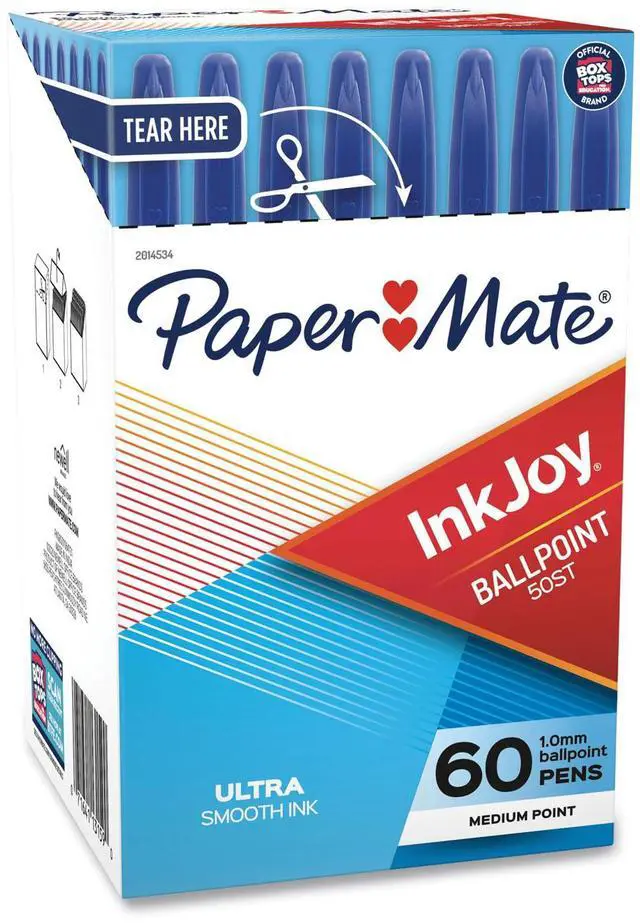 Alt view image 3 of 7 - Paper Mate 2014534 InkJoy 50ST Ballpoint Pens, Medium Point (1.0mm), Blue, 60 Count