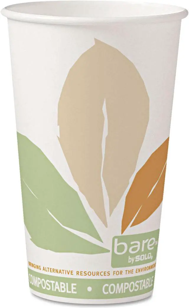 Alt view image 3 of 3 - Solo Cup - 316PLA-J7234 - Bare by Solo Eco-Forward PLA Paper Hot Cups, Leaf Design, 16 oz, 1000/Carton