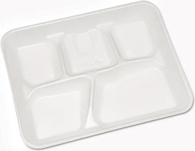 Alt view image 3 of 3 - PACTIV YTH10500SGBX Disposable Cafeteria Tray,5 Compartments, Pk500