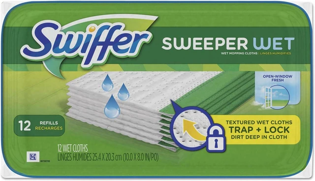 Alt view image 4 of 14 - Swiffer Sweeper Wet Cloth Refill 12shts/PK White 95531
