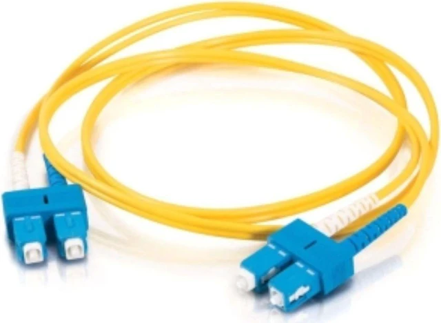 Main image of C2G 37489 OS2 Fiber Optic Cable - SC-SC 9/125 Duplex Single-Mode PVC Fiber Cable, Yellow (23 Feet, 7 Meters)