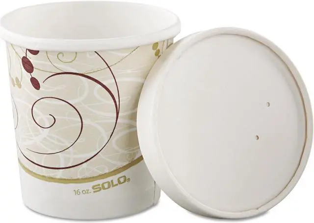 Alt view image 4 of 12 - Flexstyle Double Poly Paper Container/Lid Combo 16 oz Symphony 25 Combos/Sleeve 10 Sleeves/Carton KHB16AJ8000