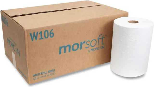 Main image of 10 Inch Roll Towels 1-Ply 10" x 800 ft White 6 Rolls/Carton W106