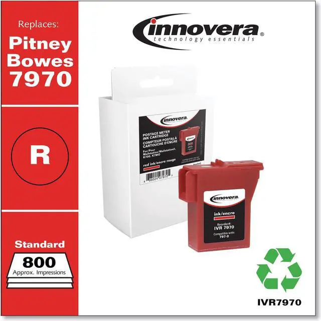 Alt view image 2 of 16 - Innovera 7970 Red Ink Cartridges, 800 Pages, Compatible with Pitney Bowes Printer