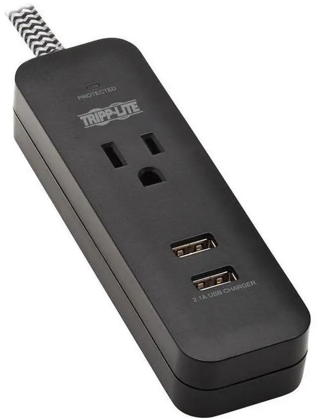 Main image of Tripp Lite Surge Protector Power Strip 1-Outlet 2 USB Ports 4ft Cord TLP104USB