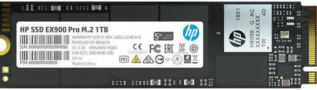 Alt view image 7 of 10 - HP EX900 Pro NVMe M.2 SSD 1TB PCIe 3.0 2280 3D NAND Internal Solid State Hard Drive Disk 2250 MB/s for Laptop/Desktop PC - 9XL77AA#ABA