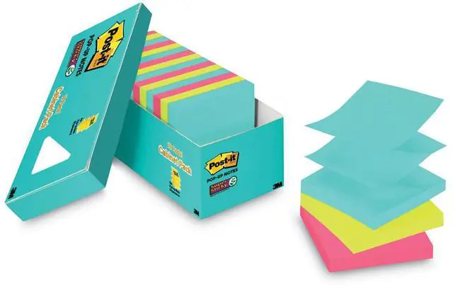 Alt view image 3 of 14 - Post-It Pop-up 3 x 3 Note Refill Miami 100 Notes/Pad 18 Pads/Pack R33018SSMIACP