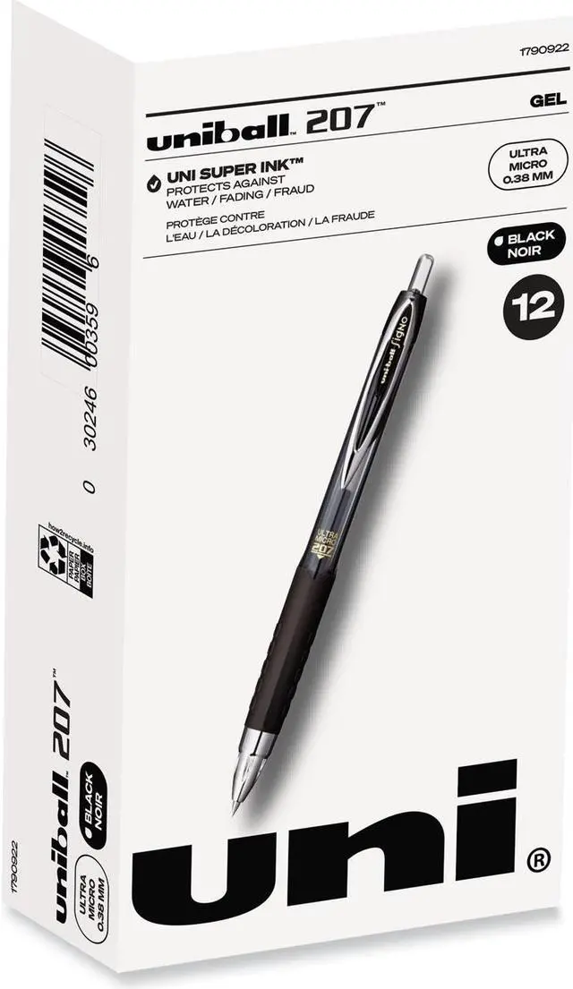 Alt view image 3 of 8 - uni-ball 1790922 207 GEL Pen, 0.38mm, Black