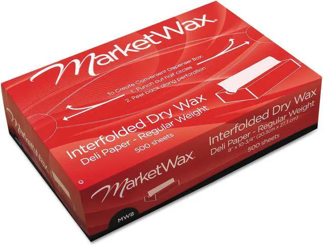 Main image of MarketWax Interfolded Dry Wax Deli Paper White 500/Box 12 Boxes/Carton P011008