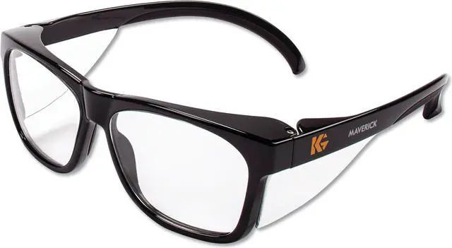 Alt view image 4 of 5 - kleenguard kleenguard maverick safety glasses with intergrated side shields 1 pair 49309 clear antifog lens with black frame