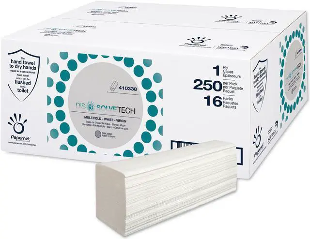 Main image of DissolveTech Paper Towel 5.3" x 8" White 16 Packs/Carton 410338