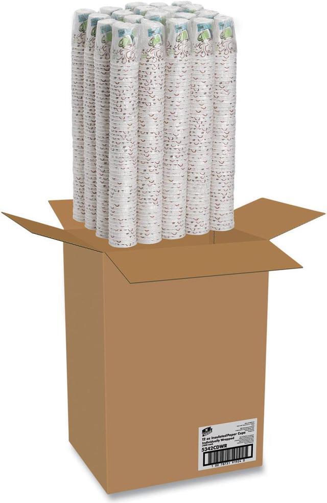 PerfecTouch Paper Hot Cups, 12 oz, Coffee Haze Design, Individually Wrapped, 1,000/Carton