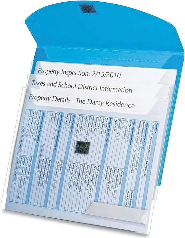 Alt view image 2 of 10 - Oxford 4-Pocket Envelope Folder 3-Hole Punched Letter Blue/Translucent 35103EE