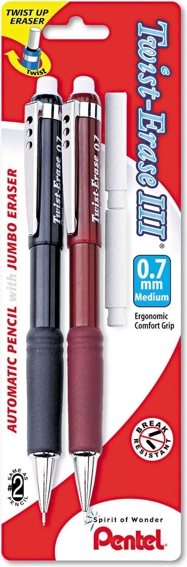 Alt view image 10 of 10 - Twist-Erase III Mechanical Pencil, 0.7 mm, Assorted Colors, 2/Pack